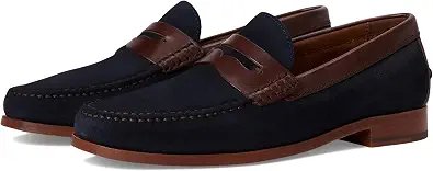 Johnston & Murphy Men's Baldwin Penny Loafers, Navy Waxed English Suede, Size 10